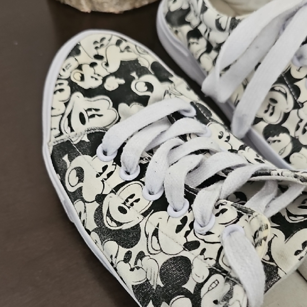 Disney Women's Sneakers - Black and White Mickey Mouse - Picture 3 of 7